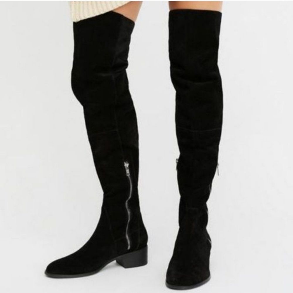 Free People Everly Black Thigh High Boots Womens Size 38